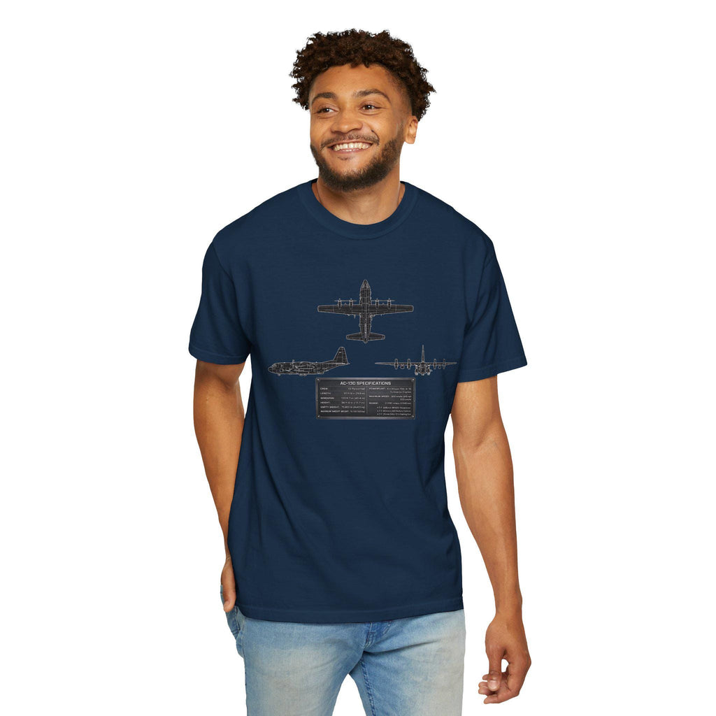 AC-130 Gunship Schematic Blueprint T-shirt | Angel of Death Diagram Military Aircraft