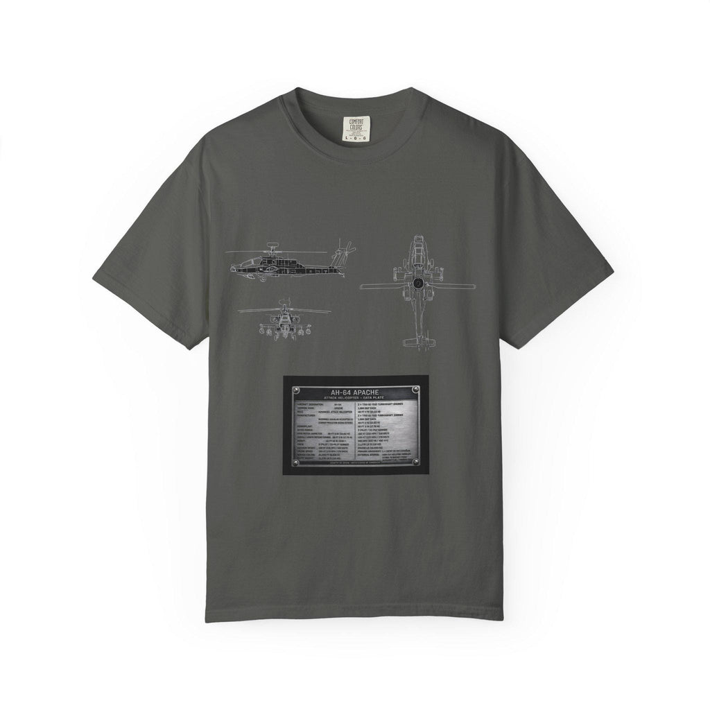AH-64 Apache Helicopter Schematic T-shirt | Blueprint Military Diagram