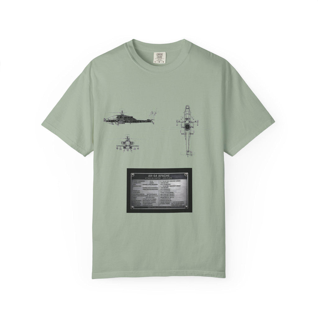 AH-64 Apache Helicopter Schematic T-shirt | Blueprint Military Diagram