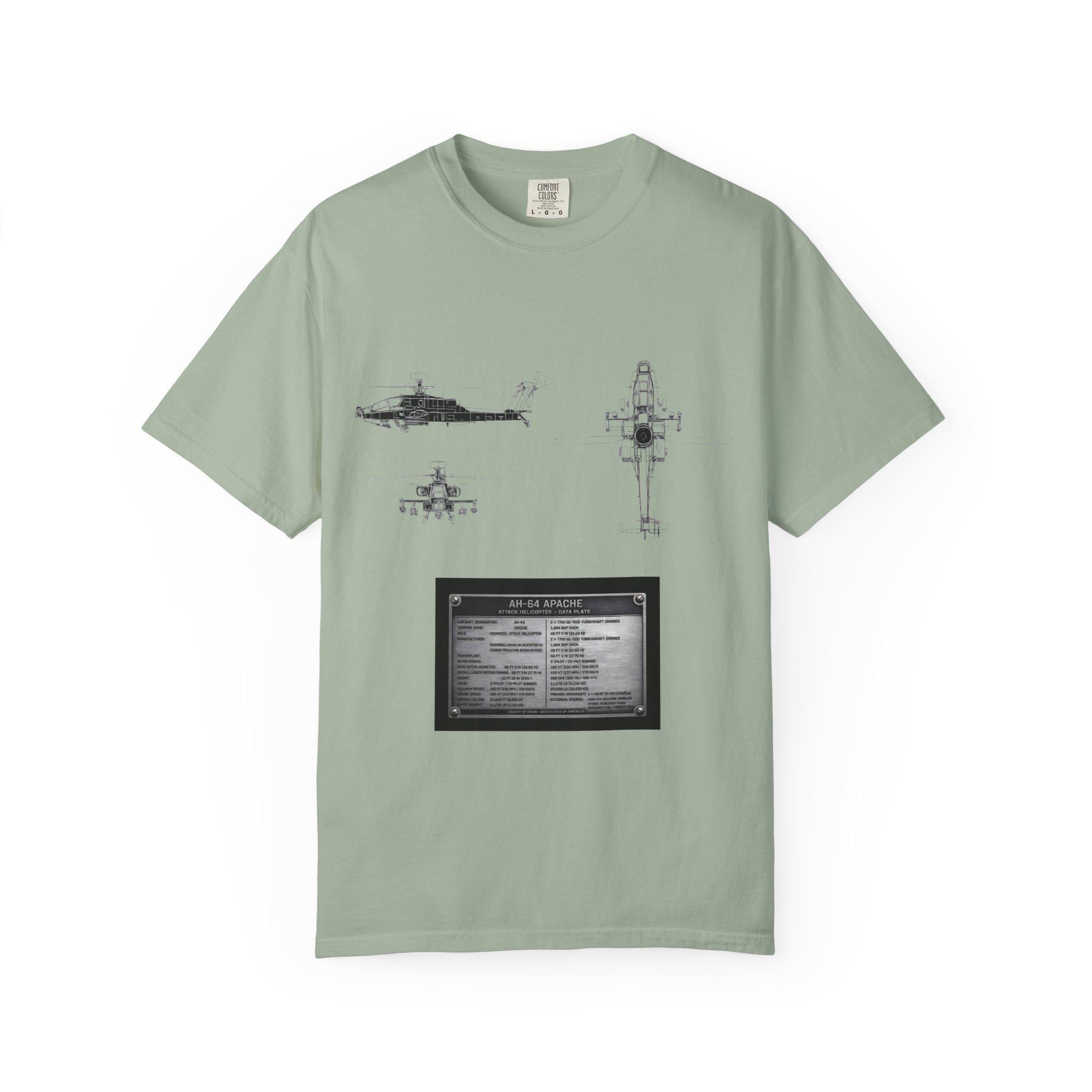 AH-64 Apache Helicopter Schematic T-shirt | Blueprint Military Diagram