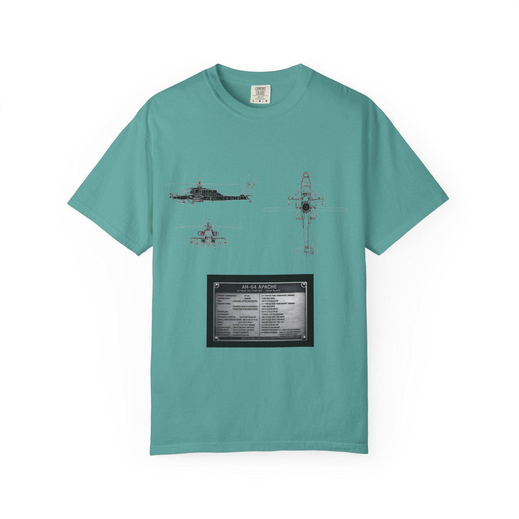 AH-64 Apache Helicopter Schematic T-shirt | Blueprint Military Diagram